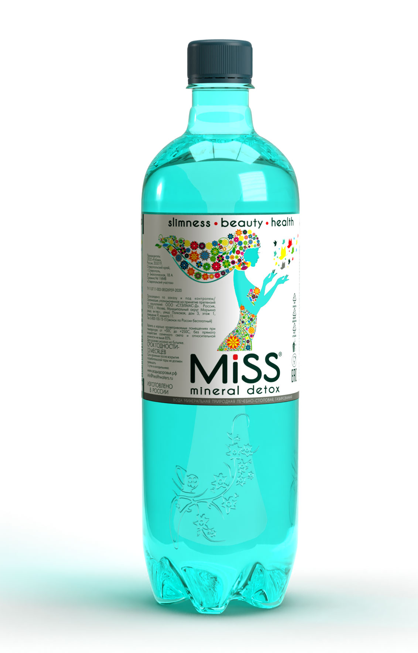 Минеральная лечебно-столовая вода «MISS MINERAL DETOX» газированная, 1л, ПЭТ